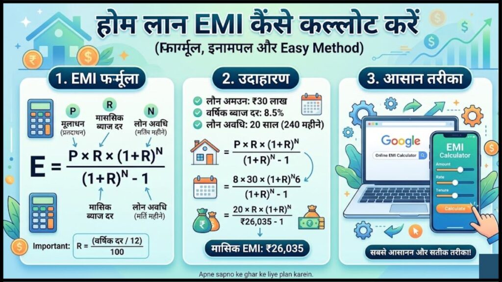 Home Loan EMI Kaise Calculate Kare:Formula, Example aur Easy Method